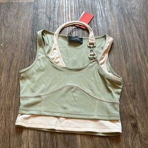 NWT Cider Tank, olive green and tan, Size XS